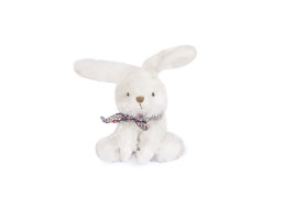 Doudou Plyšový zajačik so šatkou 12 cm fialová s kvietkami