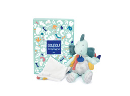 Doudou Darčeková sada - Plyšový dinosaurus s dečkou 25 cm zelený