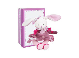 Doudou Darčeková sada - Plyšová hrkálka králiček 19 cm
