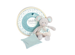 Doudou Darčeková sada - Plyšová myška s dečkou z BIO bavlny 22 cm
