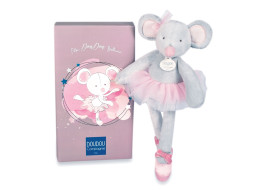 Doudou Darčeková sada - Plyšová hračka myška šedá balerína 30 cm