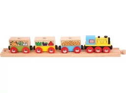 Bigjigs Rail Nákladný vlak so zeleninou + 3 koľaje