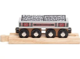 Bigjigs Rail Dlhý vagónik s uhlím + 2 koľaje