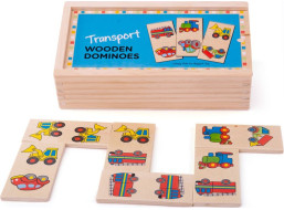 Bigjigs Toys Drevené domino dopravné prostriedky