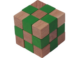 Drevený hlavolam kocka zelená veľká