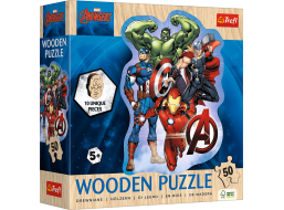 TREFL Drevené obrysové puzzle Avengers a ich dobrodružstvo 50 dielikov