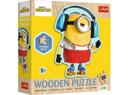 TREFL Drevené obrysové puzzle Mimoni: Šialený Mimoň 50 dielikov