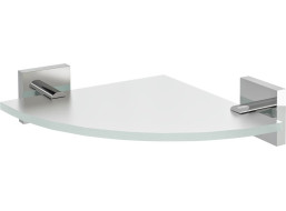 Sapho X-SQUARE sklenená polica rohová, štvrťkruhová 200x200mm, chróm/mliečne sklo XQ009-01