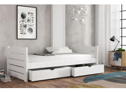 Detská posteľ z masívu borovice URŠULA so šuplíkmi - 200x90 cm - BIELA