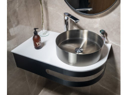 Sapho PULSE rohový stolík s umývadlom 755x455mm, ľavý, nerez mat BM750-0101-01