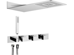 Sapho Podomietkový sprchový set s termostatickou batériou a držiakom ručnej sprchy, 2 výstupy, hranatá, chróm MB453-01