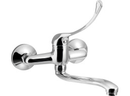 Aqualine AQUALINE 35 nástenná batéria, lekárska páka, ramienko ploché zvýšené, 220mm, chróm 52144
