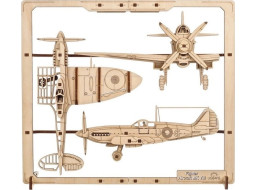 Ugears 2.5D drevené mechanické puzzle Stíhacie lietadlo