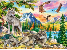 CASTORLAND Puzzle Rodina vlkov a orly 300 dielikov
