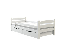 Detská posteľ z MASÍVU borovice 200x90cm SO ŠUPLIKMI - MARY - biela