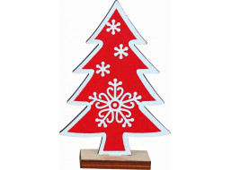 Vianočná drevená dekorácia 12x8 cm - Červený stromček