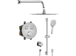 Sapho SMART SELECT podomietkový sprchový set s termostatickou batériou, 2 výstupy, posuvný držiak sprchy, chróm RP032-02
