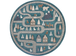 Detský koberec Adventures 105967 Blue Grey kruh