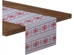 Vianočný behúň SCANDI Snehové vločky - 140x40 cm - biely/červený