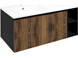 Sapho LOREA skrinka s umývadlom 101x46x51, 5cm (80+20cm), ľavá, dub collingwood/čierna mat LE080-1935-L-03