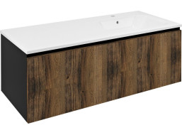 Sapho LOREA skrinka s umývadlom 121x46x51, 5cm (30+90cm), pravá, dub collingwood/čierna mat LE090-1935-R-03