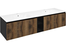 Sapho LOREA skrinka s dvojumývadlom 181x46x51, 5cm (80+20+80cm), dub collingwood/čierna mat LE080-1935-07