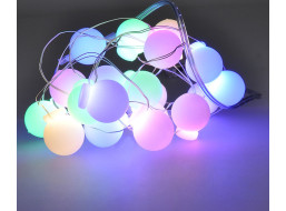 Solight LED vianočná reťaz farebné gule, 20x LED, 2m, 2x AA