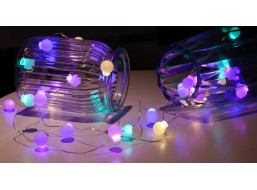 Solight LED vianočná reťaz farebné gule, 40x LED, 4m, 2x AA