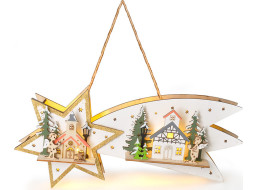 Solight LED vianočná kométa, 10x LED, drevená, 30cm