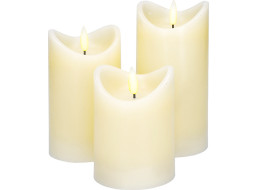 Solight sada LED sviečok z prírodného vosku, 3ks, AAA