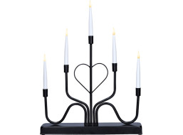 Solight LED kovový svietnik, 5x LED, čierny, 40cm