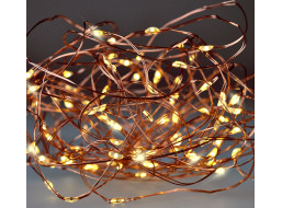 Solight vianočná reťaz medená, 50x mini LED, 5m, 3 x AA, teplé svetlo
