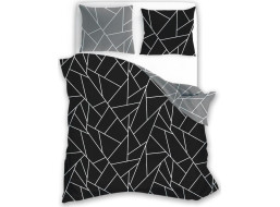 Saténové obliečky MILAGRO VERDE Fragments - čierne / šedé - 160x200 cm