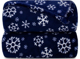 Deka prehoz NIEVE Vločky 130x170 cm - tmavo modrá / biela