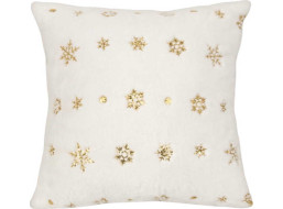 Obliečka na vankúš SPARKLE Vločky - imitácia kožušiny - 45x45 cm - biela/zlatá