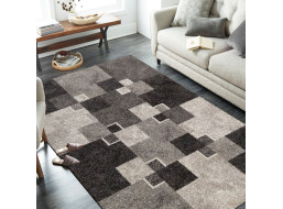 Kusový koberec PANNE štvorce - odtiene šedej - 60x100 cm