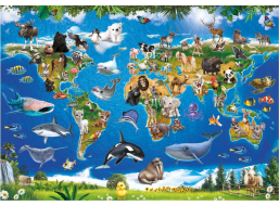 DINO Puzzle Mapa zvierat XL 100 dielikov