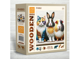 WOODEN CITY Drevené puzzle Mačka, králik a morča 250 dielikov