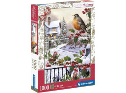 CLEMENTONI Puzzle Vianočná kolekcia: Vtáčik s cesmínou 1000 dielikov