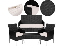 Zostava záhradného ratanového nábytku MAGNOLIA - čierna/béžová