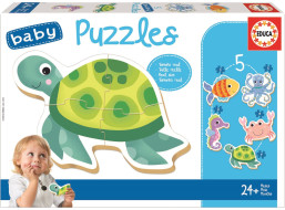 EDUCA Baby puzzle Vodné zvieratá 5v1 (3-5 dielikov)