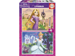EDUCA Puzzle Disney princeznej: Locika a Popoluška 2x48 dielikov