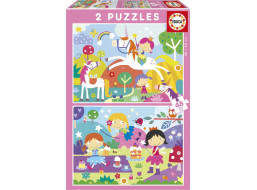EDUCA Puzzle Jednorožce a Víly 2x48 dielikov