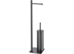 Gedy TRILLY stojan s držiakom na toaletný papier a WC štetkou, hranatý, gun metal TR3281