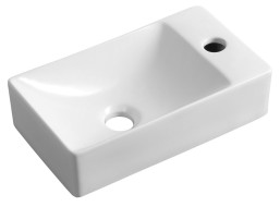 Sapho MARGITHA keramické umývadlo 38x22cm, otvor pre batériu vpravo, biela MGT3822