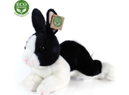 Rappa Plyšový králik bielo-čierny ležiaci 23 cm ECO-FRIENDLY
