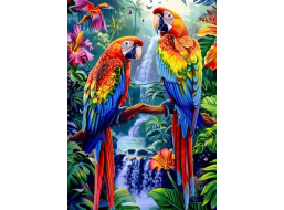 NORIMPEX Diamantové maľovanie Papagáje pri vodopáde 30x40cm