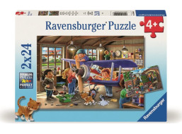 RAVENSBURGER Puzzle Staň sa opravárom lietadiel a vlakov! 2x24 dielikov