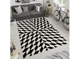 Kusový koberec MAROKO Geometric - čierny/biely