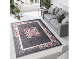 Kusový koberec TAPIS Quatro - sivý/červený